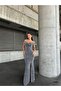 Slit Stone Flowers Dress Gray 583305