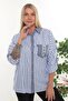 100% Cotton Comfortable Fit Striped Plus Size Women's Long Sleeve Shirt