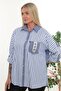 100% Cotton Comfortable Fit Striped Plus Size Women's Long Sleeve Shirt - 3