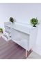 Floor standing storage rack with 2 spacious drawers and sofa side table 100x35x90 cm - 5