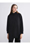 Lcw Modest Black Stand Collar Oversize Women's Sweatshirt Tunic