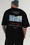 Travertines Pamukkale Back Printed Black Oversize T-Shirt Men's Women's Cotton Crew Neck T-Shirt - 6