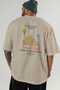 Cappadocia Turkey Arka Printed Beige Oversize T-Shirt Men's Women's Cotton Crew Neck T-Shirt - 5