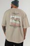 Gobeklitepe Turkey Back Printed Beige Oversize T-Shirt Men's Women's Cotton Crew Neck T-Shirt - 5