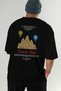 Cappadocia Turkey Arka Printed Black Oversize T-Shirt Men Women Cotton Crew Neck T-Shirt - 7