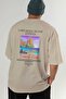 Lord Howe Island Australia Back Printed Beige Oversize T-Shirt Men Women Cotton Crew Neck Tshirt - 6