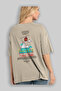 Uludağ Turkey Back Printed Beige Oversize T-Shirt Men's Women's Cotton Crew Neck T-Shirt - 3