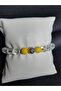 Transparent, Yellow Glass Beads and Metal Beads Bracelet