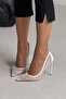 Romy Stone Detailed Mesh White Patent Leather - 3