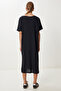 Slit Crinkle Knitted Dress Ldz0040 Black - 6