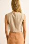 Women's Stone Lined Button Detailed Double Breasted Crop Vest Ylk-19000083 - 5