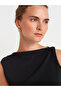 10778 Boat Neck Draped Slim Knitwear Blouse-Black - 3
