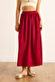 Women's Red Pocketed Flowy Long Ayrobin Skirt Etk-19000345 - 7