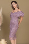 İşleme D Lace Boat Neck Pencil Long Dress - Dried Rose - 4