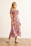 Women's Pink Collar Lace-Up Slit Woven Viscose Dress Elb-19002522 - 3
