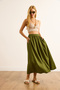 Women's Khaki Pocketed Flowy Long Ayrobin Skirt Etk-19000345 - 4