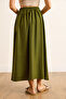 Women's Khaki Pocketed Flowy Long Ayrobin Skirt Etk-19000345 - 6