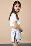 Gray Side Slit Flower Printed Girl's Shorts with Elastic Waist 20740 - 3