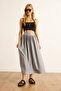 Women's Gray Pocketed Flowy Long Ayrobin Skirt Etk-19000345 - 3