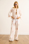 Women's White Patterned Elastic Waist Lined Woven Trousers Pnt-19000358 - 4