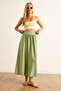 Women's Green Pocketed Flowy Long Ayrobin Skirt Etk-19000345 - 6