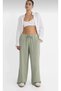 Wide Leg!!! Women's Waist Elastic Lace Side Pocket Detail Palazzo Pants (Linen Mixed) - 3