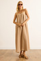 Women's Camel Strap Adjustable Linen Bell Dress Elb-19002527