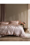 Obernai King Size 100% Cotton Ruffled Plain Washable Duvet Cover Set - Powder