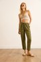 Women's Green Elastic Waist Pocketed Flowy Carrot Pants Pnt-19000361 - 5
