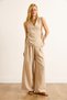 Women's Stone Wrap Blouse Pleated Trousers Suit Tkm-19000423 - 4