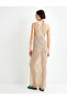 Beige Women's Crochet Long Dress - 6