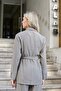 Women's Silky Modal Fabric Collar Pocket Flap Sleeves Button Lace-Up Long Blazer Spring Jacket-Antr - 6