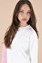 Pink Line Patterned Stone Detailed Blouse and Girl's Belted Trousers 2 Piece Set 20656 - 4