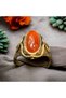 Aurastone Red Agate Natural Stone Bronze Ring