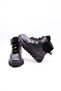 Carmen Plush Fur Collar Detailed Lace up and Zippered Leather Girls' Boots Black - 7