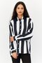 Women Spread Collar Long Sleeves Stripe Shirt, Multicolor