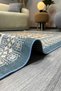 Blue Woven Bohemian Rug Ethnic Floral Motif Patterned Vintage Rug Washable Cotton Rug 3724 - 5