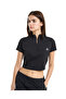 Logo Detail Active Crop Top with High Neck and Short Sleeves