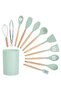 12-piece BPA-free silicone utensil set with stainless handles—non-stick, heat-resistant & safe.