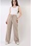 ''All Seoson's'' Wi̇de Leg (Palazzo) Linen%Cotton Mixed Ephil Ephil Waist Elastic'Women' Pants - 2