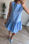 Baby Blue Zero Sleeve Balloon Skirt Dress - 5