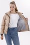 Women's Taupe Padded Puffer Coat - High Neck, Water-Resistant - 4