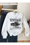 Unisex Vintage Printed Oversize Sweatshirt