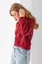 Women's Hooded Fashion Accessory 3-Strand Crop Sweatshirt Claret Red - 2667 - 6