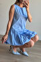 Baby Blue Zero Sleeve Balloon Skirt Dress - 2