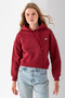 Women's Hooded Fashion Accessory 3-Strand Crop Sweatshirt Claret Red - 2667 - 2