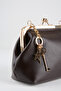 Women's Bitter Brown Key Charm Gift Scholarship Closure Lined Handbag and Shoulder Bag