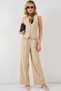 Women's Fabric Vest Trousers Double Suit Beige 1109
