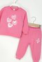 Baby Girl Heart Tracksuit Set Crew Neck Sweatshirt and Elastic Waist Sweatpants - 3