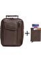 Men's Mechanized Wallet and Leather Steel Case Clamshell Shoulder and Hand Bag (17X22Cm) - Brown